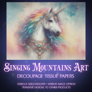 Bunte Märchen Regenbogen Einhorn Decoupage Seidenpapier