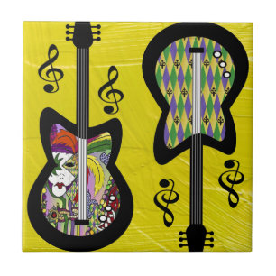 Bunte Mardi Gras Gitarren Fliese