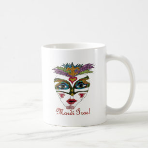 Bunte Mardi Gras Glitter Feder Maske Kaffeetasse