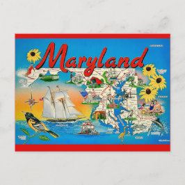 Bunte Maryland-Karte als Postkarte