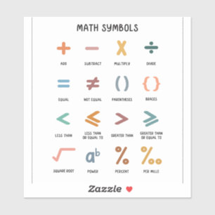 Bunte mathematische Symbol Bildungs Minimalistisch Aufkleber