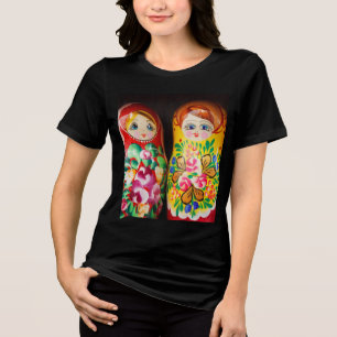 Bunte Matrjoschka-Puppen Tri-Blend Shirt