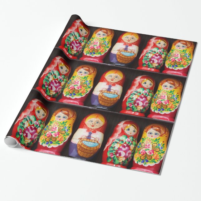 Bunte Matryoshka Puppen Geschenkpapier (Ungerollt)