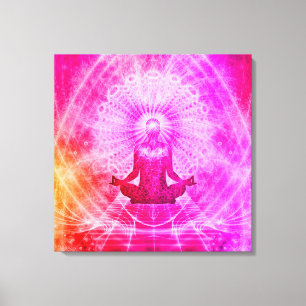 Bunte Meditations-geistige Yoga-Lotos-Pose Leinwanddruck