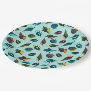 Bunte Meeresmuscheln Pappteller