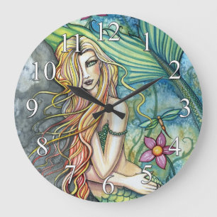 Bunte Meerjungfrau Fantasy Art Uhren