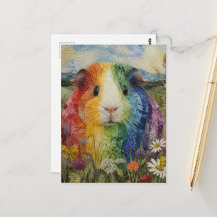 Bunte Meerschweinchen auf der Wiese Postkarte