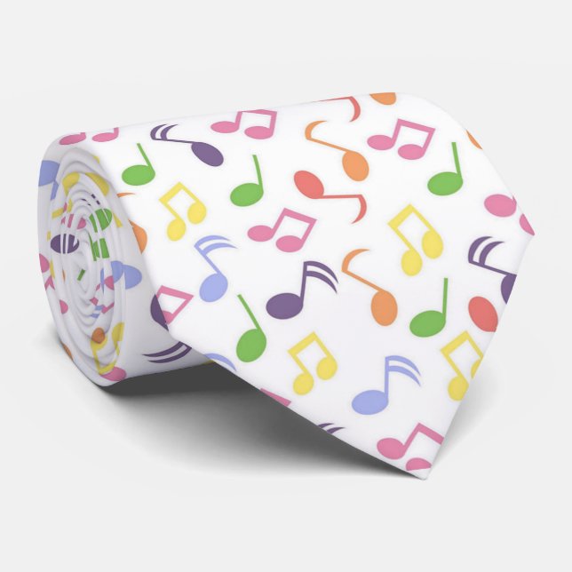 bunte mehrfarbige Musiknote Krawatte (Gerollt)