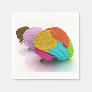 Bunte menschliche Gehirne Papier Napkins Serviette