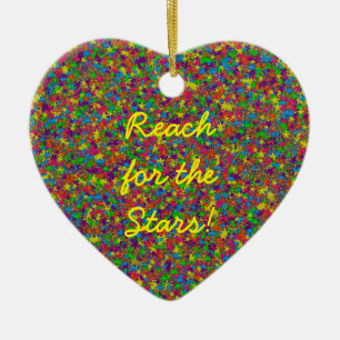 Bunte Metallstars-Herz-Zierleisten Keramik Ornament
