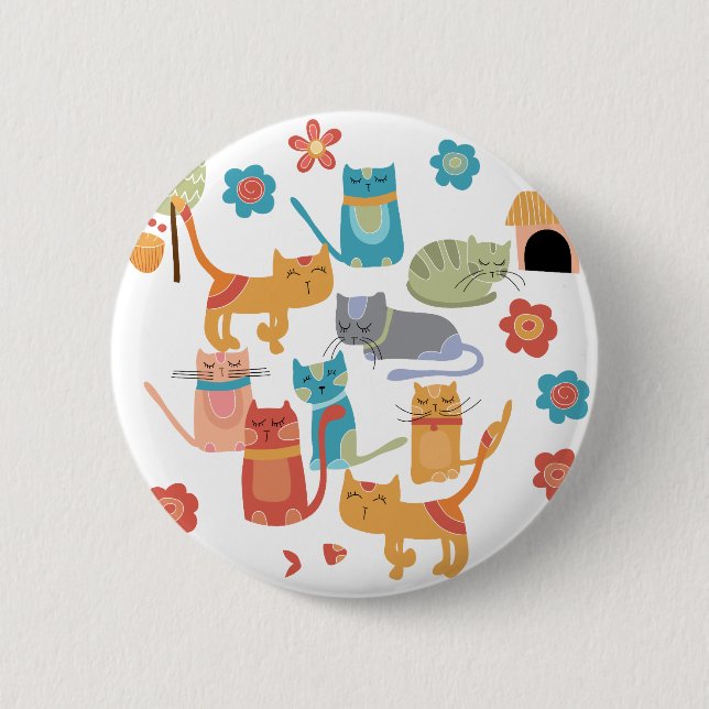 Bunte Miezekatze-Katzen-Druck-Geschenke für Button (Vorderseite)
