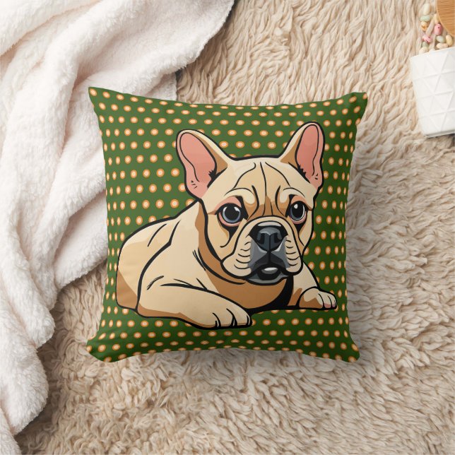 Bunte, moderne französische Bulldots Kissen (Decke)