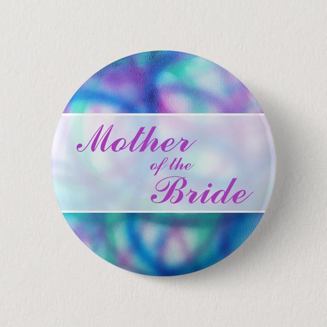 Bunte moderne Hochzeit. Mutter der Braut Button (Vorderseite)