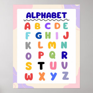 Bunte moderne Regenbogen-ABC-Poster-Alphabet-Tafel Poster