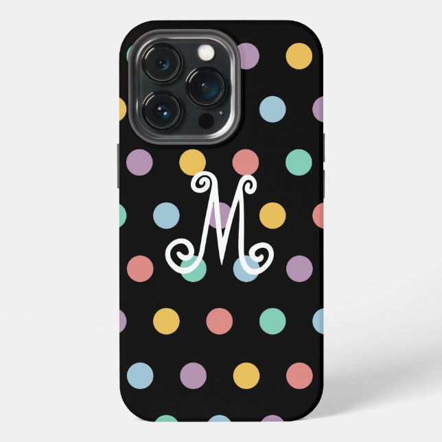 Bunte Monogramm-Punkte iPhone 13 Pro Hülle (Hinten)