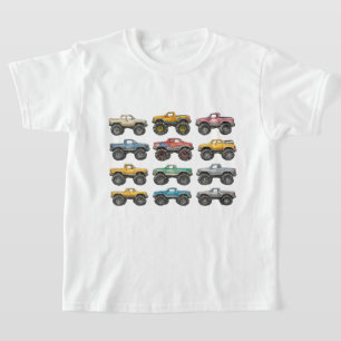 Bunte Monster Trucks Grid Kinder T-Shirt