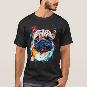 Bunte Mops-Hund-Kunst T-Shirt