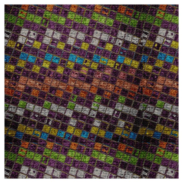 Bunte Mosaik-Muster-Leinwand rustikales #4 Stoff (Muster)