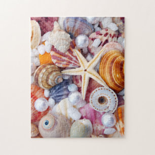 Bunte Muscheln am Strand 252-Teile-Puzzle