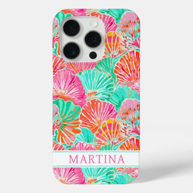 Bunte Muscheln Monogramm Case-Mate iPhone Hülle (Rückseite)
