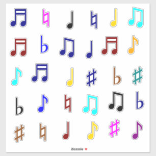 Bunte musikalische Anmerkungen u. Symbole Aufkleber