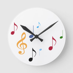 bunte Musiknoten Runde Wanduhr