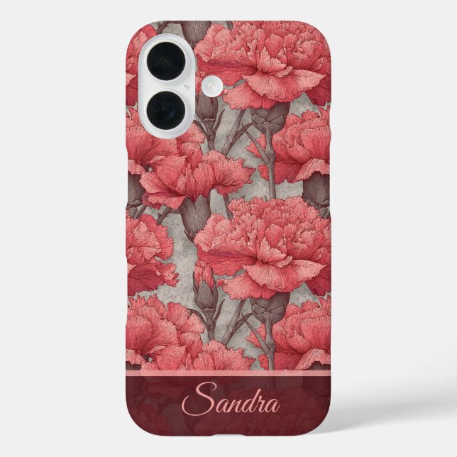 Bunte Mutter Geschenk Nelke Blumen Name iPhone 16 Hülle (Rückseite)