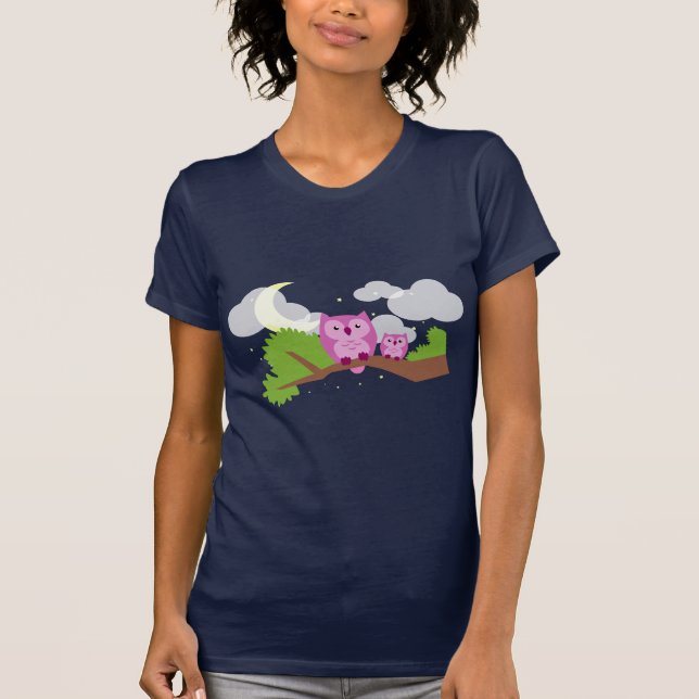 Bunte Nachteule T-Shirt (Vorderseite)