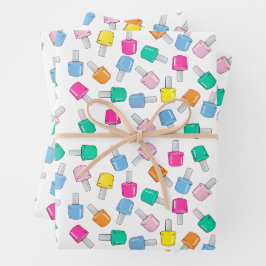 Bunte Nagel polnische Schönheit Geburtstag Kosmeto Geschenkpapier Set