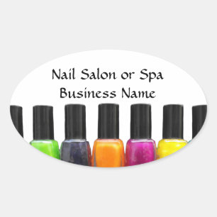 Bunte Nagellack-Flaschen, Nagel-Salon Ovaler Aufkleber