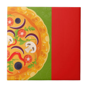 Bunte Nahrung des niedlichen Pizzaliebhabers Fliese