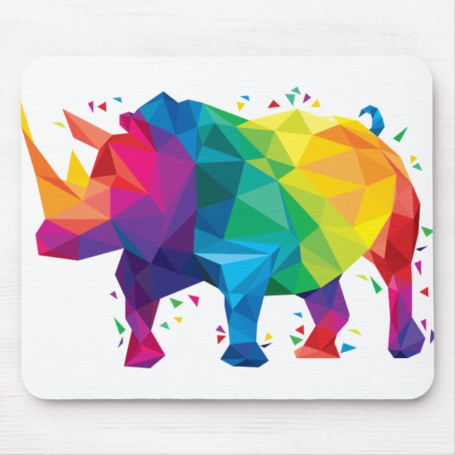 Bunte Nashorn-Illustration Mousepad (Vorne)