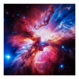 Bunte Nebelgalaxie Weltraum Sterne Kosmischer Univ Poster
