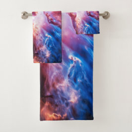 Bunte Nebelgalaxie Weltraum Sterne Kosmisches Univ Badhandtuch Set