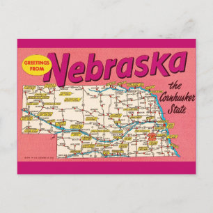 Bunte Nebraska-Karte - Postkarte