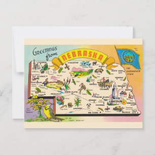 Bunte Nebraska-Karte Postkarte