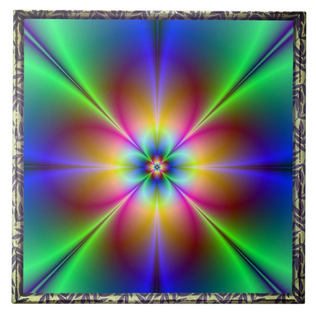 Bunte Neon Daisy Tile Fliese (Vorderseite)