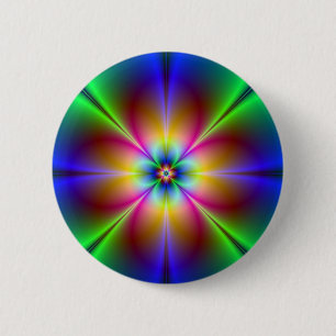 Bunte Neon-Gänseblümchen  Button