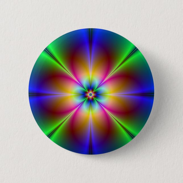 Bunte Neon-Gänseblümchen  Button (Vorderseite)