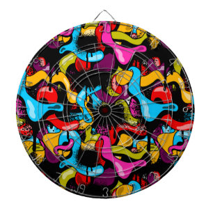 Bunte Neon-Graffiti-Hip-Hop- Street-Art Dartscheibe