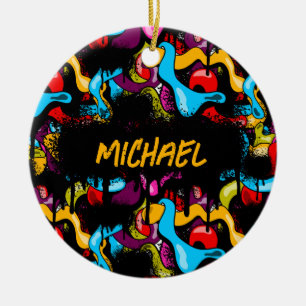 Bunte Neon-Graffiti-Hip-Hop- Street-Art Keramik Ornament