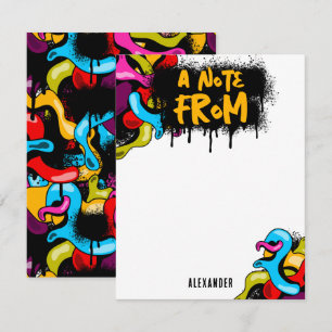 Bunte Neon-Graffiti-Hip-Hop- Street-Art-Kinder Mitteilungskarte