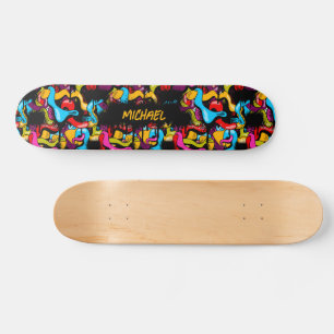 Bunte Neon-Graffiti-Hip-Hop- Street-Art-Kinder Skateboard