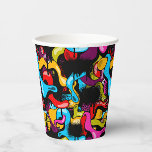 Bunte Neon-Graffiti-Hip-Hop- Street-Art Pappbecher