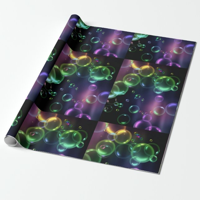 Bunte Neonblasen Geschenkpapier (Ungerollt)