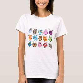 Bunte niedliche Eulen T-Shirt