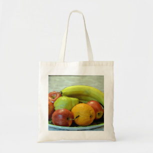 Bunte Obstschale, Orange, Apfel, Birne, Tragetasche