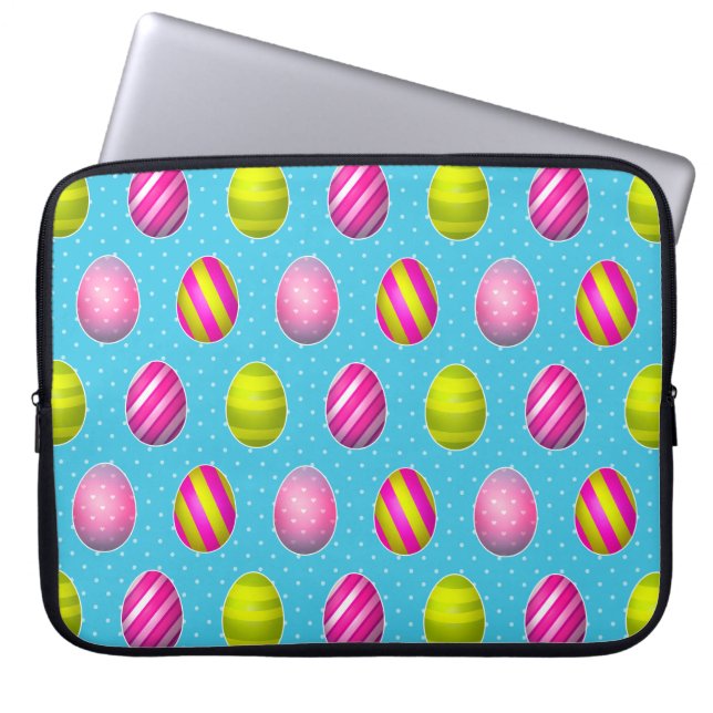 Bunte Ostereier auf Polka Dot Hintergrund Laptopschutzhülle (Vorderseite)