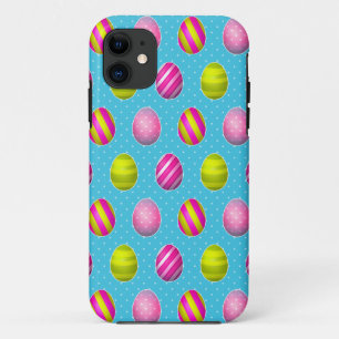 Bunte Ostereier auf Tupfen-Hintergrund iPhone 11 Hülle