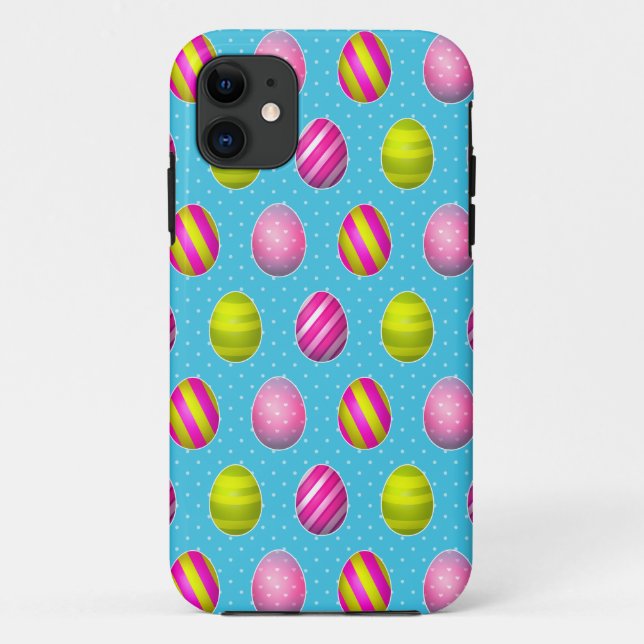 Bunte Ostereier auf Tupfen-Hintergrund Case-Mate iPhone Hülle (Rückseite)